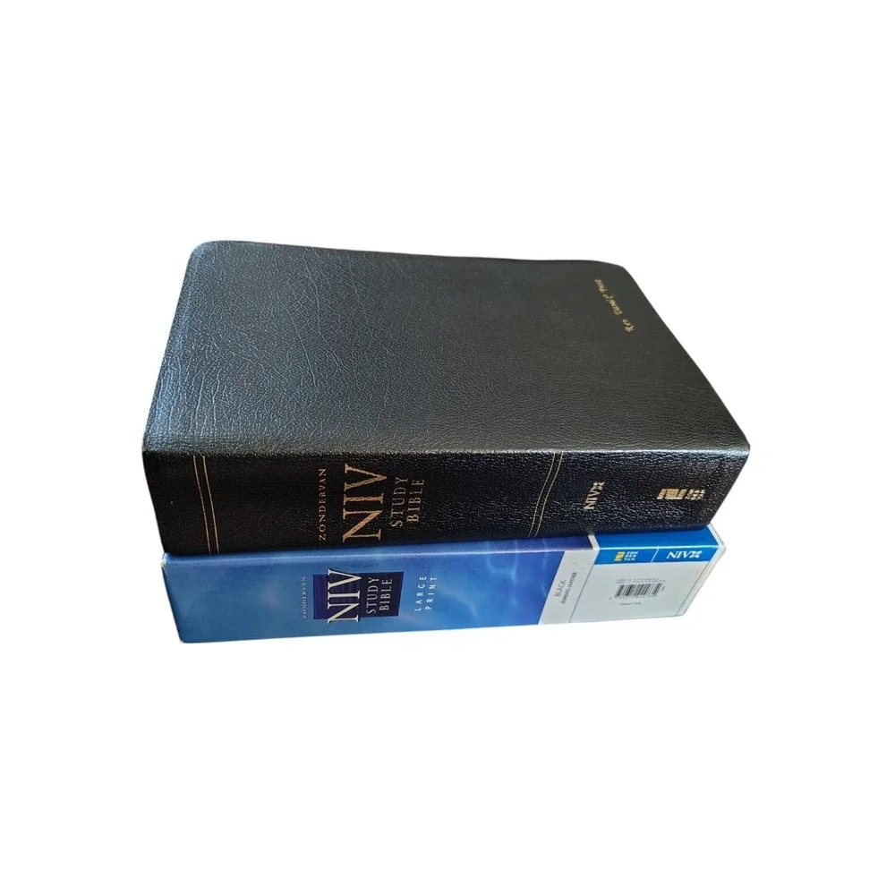 NIV Large Print Reference Study Bible Black Bonded Leather Cover Zondervan NIB